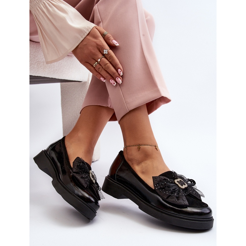 Lackmockasiner för kvinnor med rosett Laura Messi 2786 Svart 2