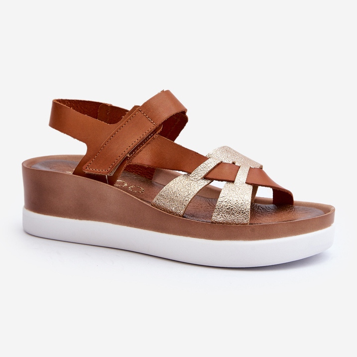 Zazoo 40397 Lädersandaler för kvinnor på plattformen, brun 2