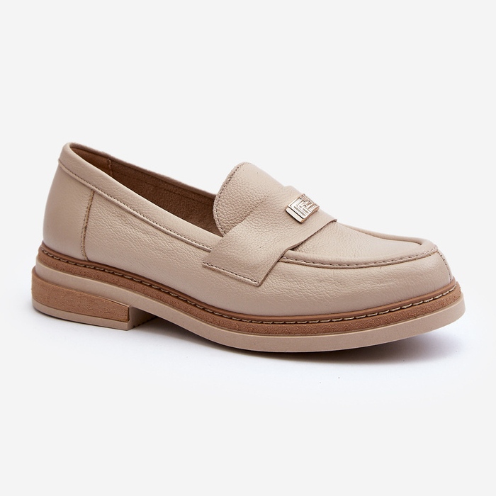 Zazoo 20165 Lädermockasiner för kvinnor, Beige 2