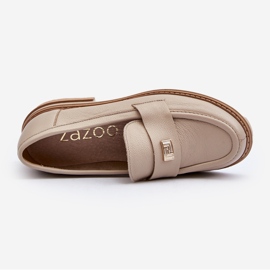 Zazoo 20165 Lädermockasiner för kvinnor, Beige 7