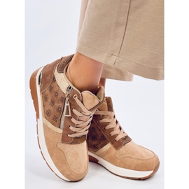Telts Khaki wedge sneakers brun 2