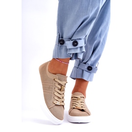 Sneakers med snörning för kvinnor Beige Etna 2