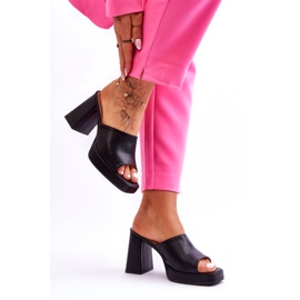 Sweet Shoes Svarta tofflor med hög klack i läder 1