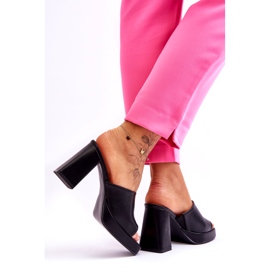 Sweet Shoes Svarta tofflor med hög klack i läder 3