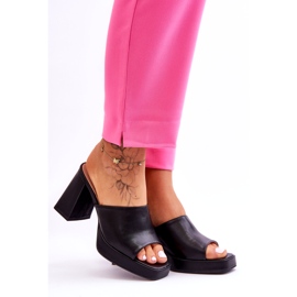 Sweet Shoes Svarta tofflor med hög klack i läder 4