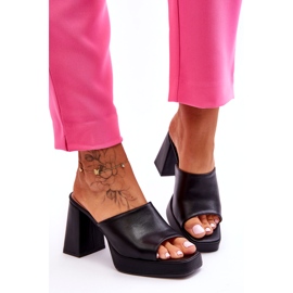 Sweet Shoes Svarta tofflor med hög klack i läder 5