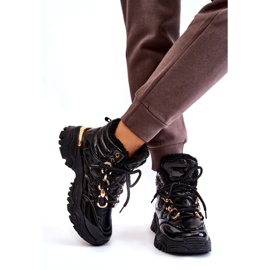 Kvinnors isolerade sportskor vandringsstövlar med en gyllene kedja svart 5