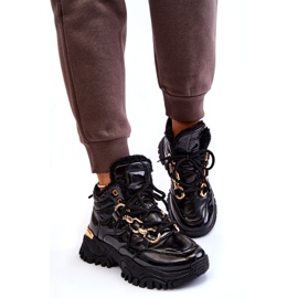 Kvinnors isolerade sportskor vandringsstövlar med en gyllene kedja svart 4