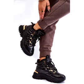 Kvinnors isolerade sportskor vandringsstövlar med en gyllene kedja svart 3