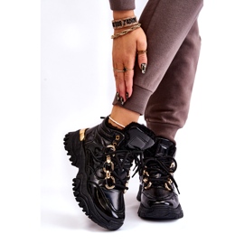 Kvinnors isolerade sportskor vandringsstövlar med en gyllene kedja svart 1