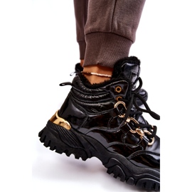 Kvinnors isolerade sportskor vandringsstövlar med en gyllene kedja svart 7