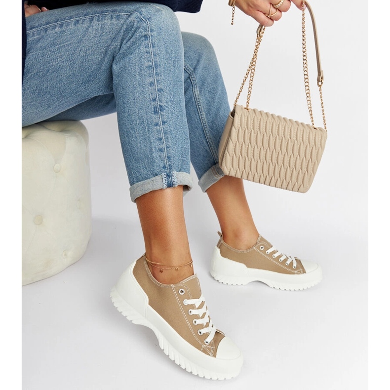 Beige Monteleone plattformssneakers 1