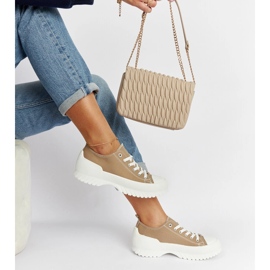 Beige Monteleone plattformssneakers 2