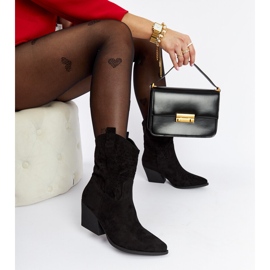 Svarta genombrutna Taurus högklackade cowboystövlar 2