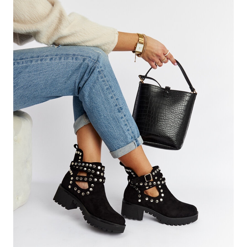 Svarta dekorativa Thomas platåkängor 1