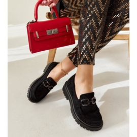 Svarta loafers i mocka med ett Springs-spänne 1