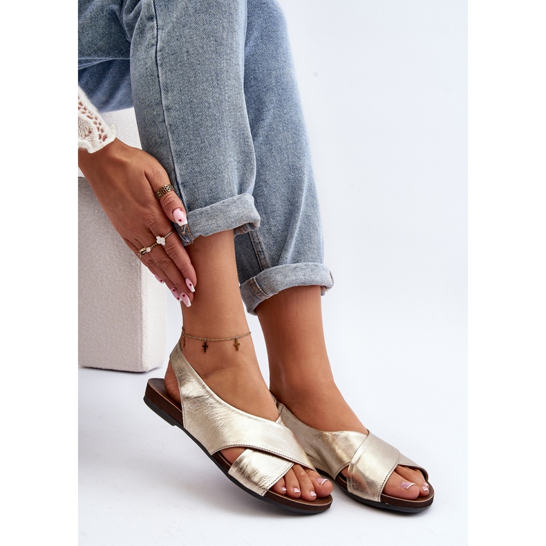 Zazoo 40407 lädersandaler för kvinnor guld gyllene 2