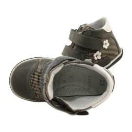 Flickor läderskor med vita blommor 91904 Gray Bartek grå 6