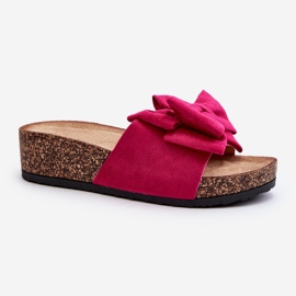 Damflip-flops på en korkplattform med rosett Fuchsia Tarena rosa 2