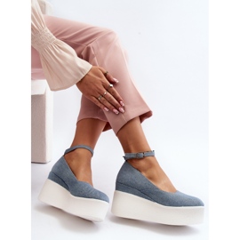 Denim Espadrilles för damer på Wedge Blue Malla blå 1