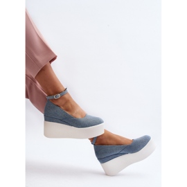 Denim Espadrilles för damer på Wedge Blue Malla blå 2