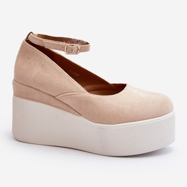 Espadrilles för kvinnor på en kil Light Beige Malla 1