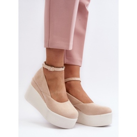 Espadrilles för kvinnor på en kil Light Beige Malla 2