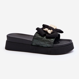 Svarta flip-flops damer med rosett och nalle Katterina 1