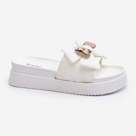 Damflip-flops med rosett och nalle, Vit Katterina 1