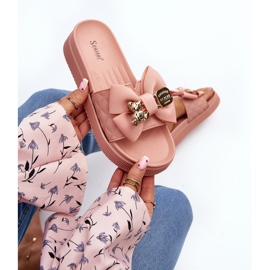 Damflip-flops med rosett och nalle, Rosa Katterina 1