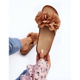 Damflipflops med blommor, Brun Lulania 1