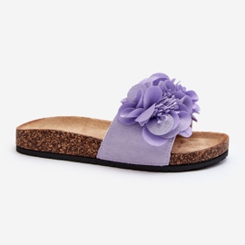 Damflipflops med blommor, lila Lulania purpur 2