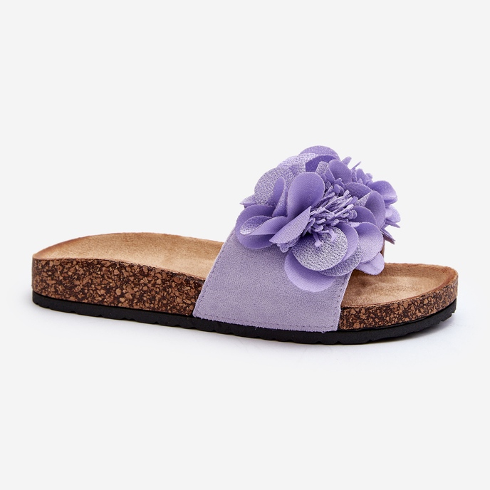Damflipflops med blommor, lila Lulania purpur 2