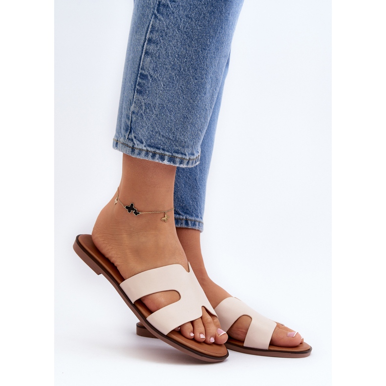 Utskurna flip-flops för kvinnor Beige Lumossa 2