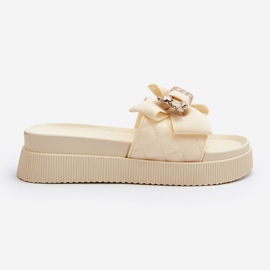 Beige flip-flops damer med rosett och nalle Katterina 1
