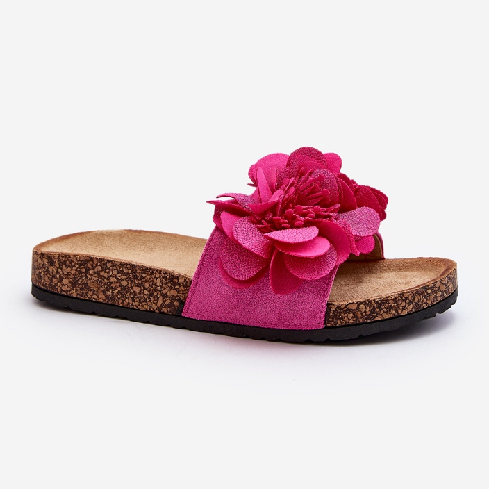 Flip Flops för kvinnor med blommor Fuchsia Lulania rosa 1