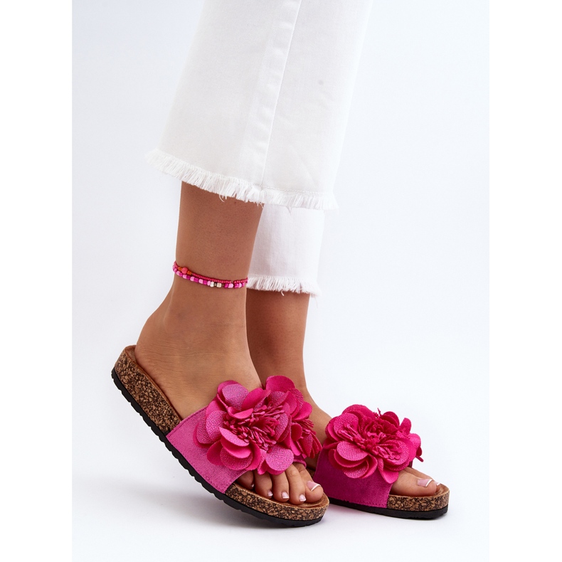 Flip Flops för kvinnor med blommor Fuchsia Lulania rosa 2