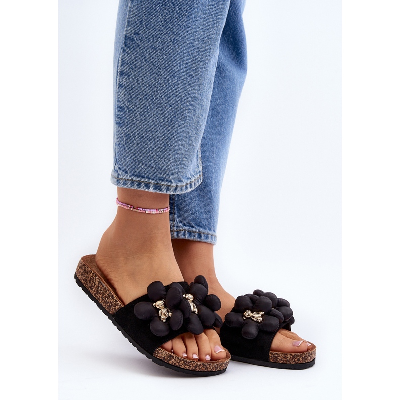 Kvinnors flip-flops med dekorationer Svart Bunlia 2