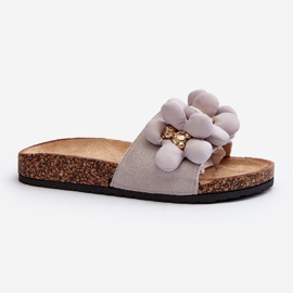 Kvinnors flip-flops med dekorationer Grå Bunlia 2