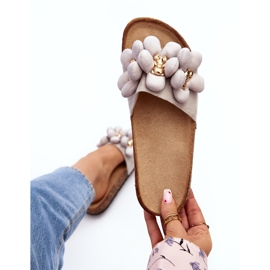 Kvinnors flip-flops med dekorationer Grå Bunlia 1