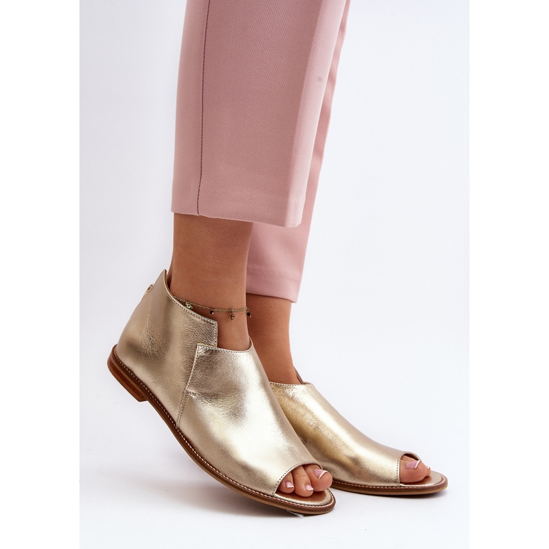 Lädersandaler dam Laura Messi 2443 guld gyllene 2