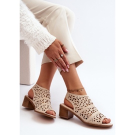 Beige genombrutna sandaler med hög klack Serapina 1