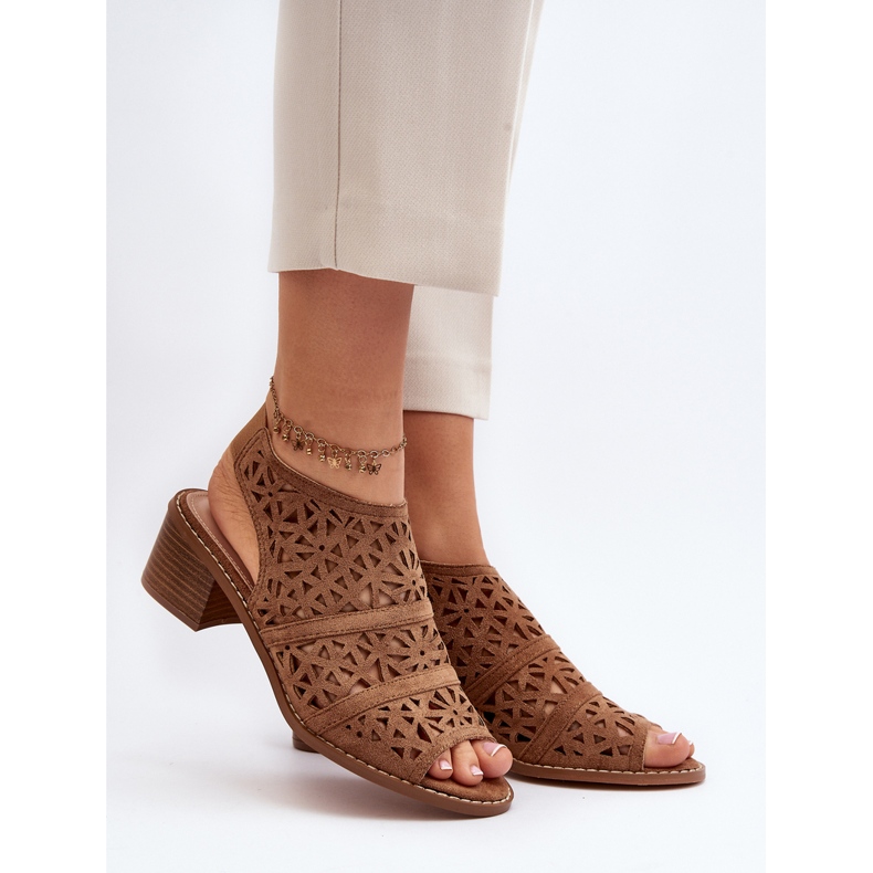 Genombrutna sandaler med hög klack Brun Serapina 2