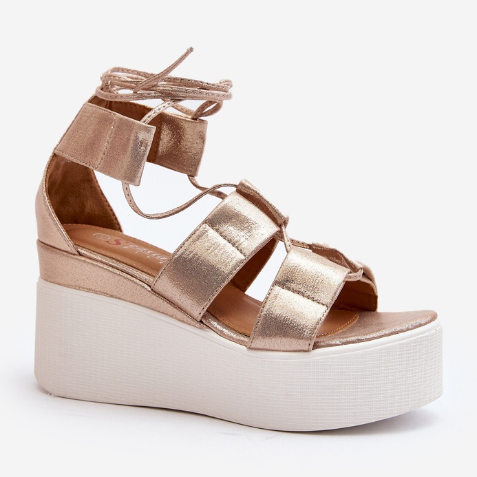 Helavi guld bundna sandaler för kvinnor gyllene 2