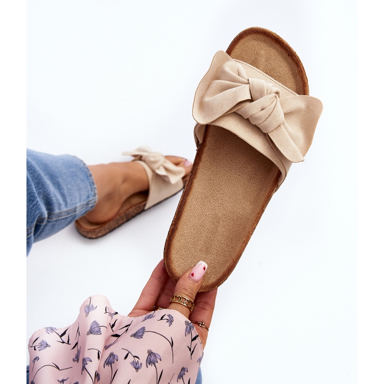 Damflip-flops med rosett Beige Ezephira 1