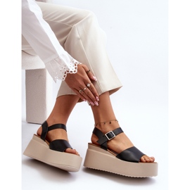 Kvinnors svarta sandaler Geferia 1