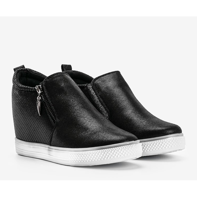 Svart blanka Avery -sneakers för kvinnor 1