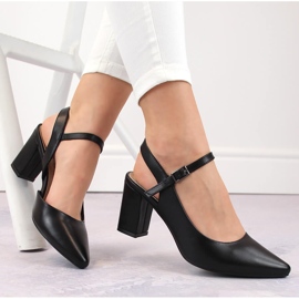 Formella damsandaler på hög klack, svart Sergio Leone SK446 1