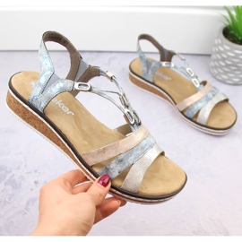 Bekväma damsandaler Rieker V36G4-40 blå 2