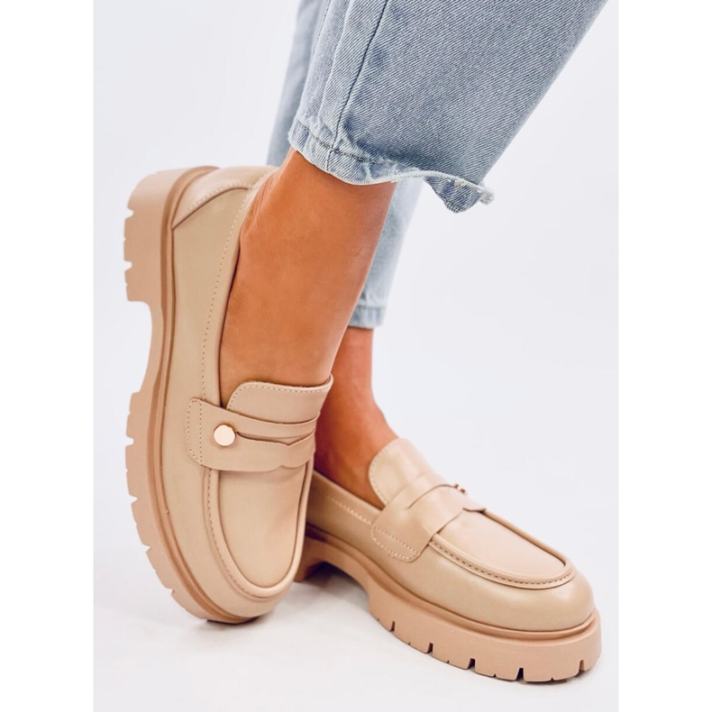 Sidney Khaki plattform loafers beige 2